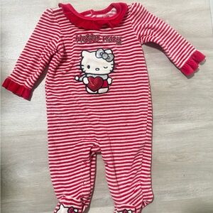 Hello Kitty red and White Striped Kids Footie